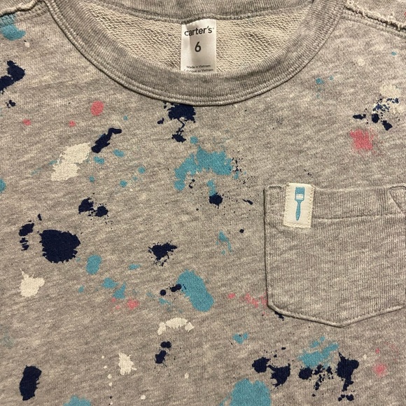 Carter’s boys size 6 paint splattered sweatshirt. Gently used. Pet/smoke free - Picture 3 of 3